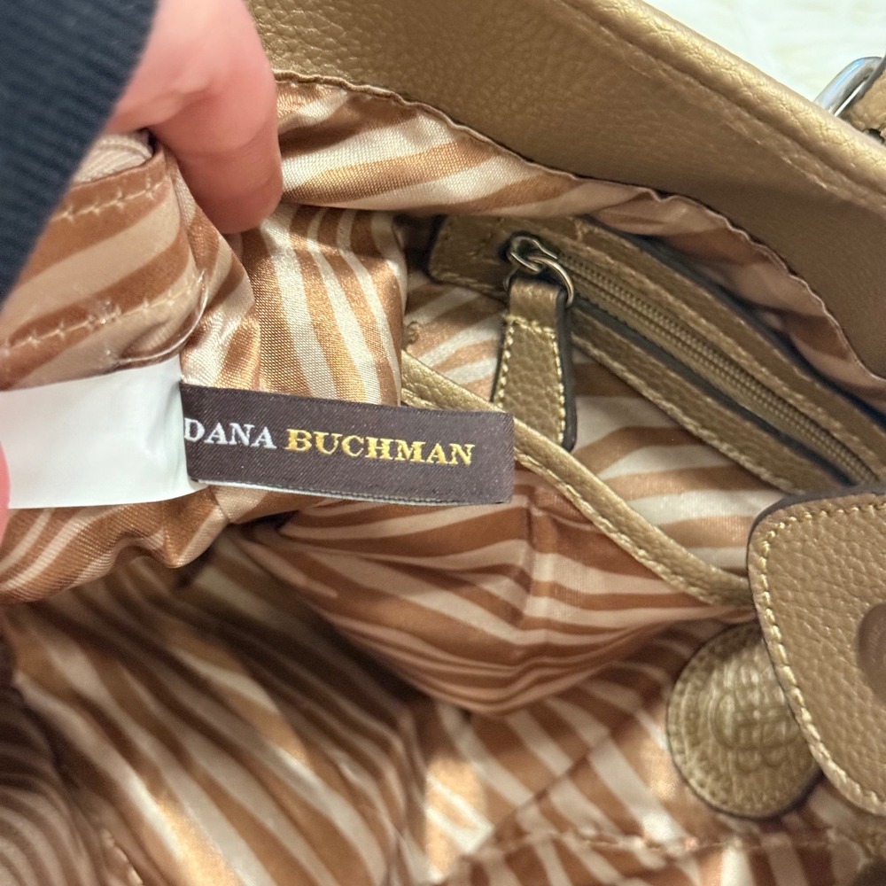 Dana Buchman Metallic Gold Zebra Print Tote Bag Large Animal Print Shoulder Bag - Picture 7 of 8